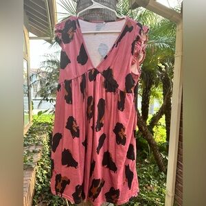 Pink and Black Patterned Dress